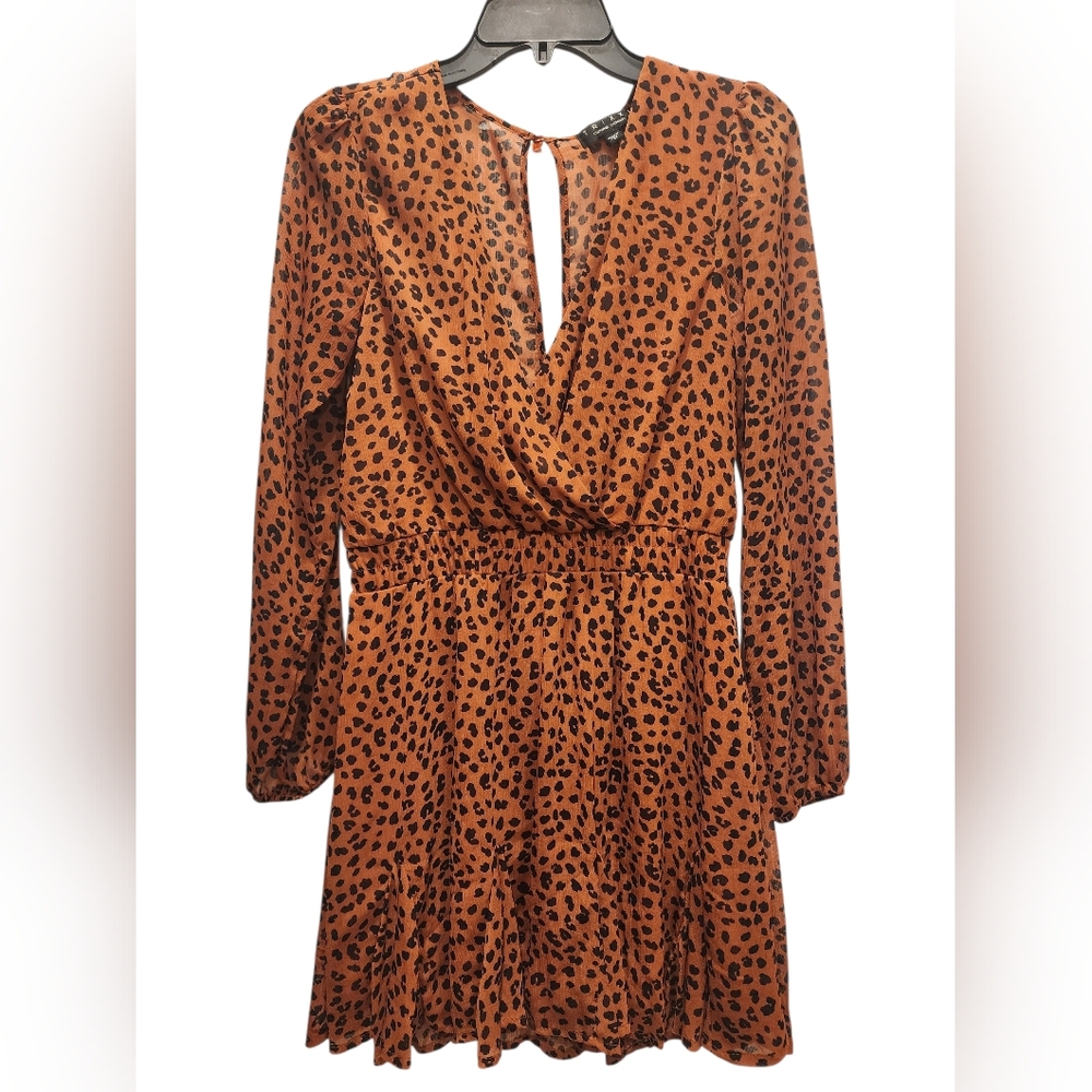 Brown And Black Long Sleeve Mini Dress, Size Medium